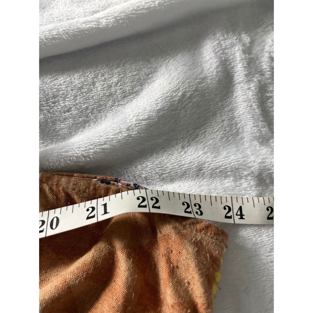 Sonoma Floral Midi Dress Womens 1X Brown Linen Blend Button Front Boho Cottage - Picture 6 of 13
